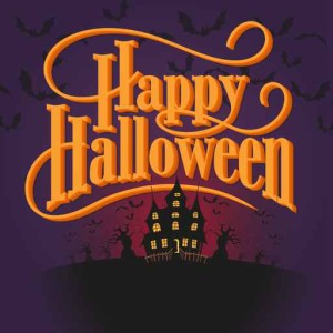 Happy Halloween Vector Illustration. Hand Lettered Text with Hau